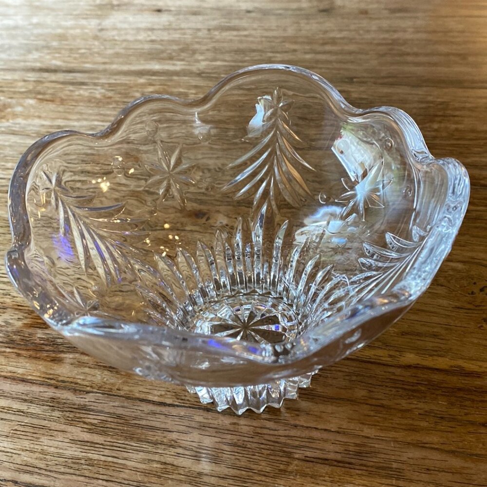 Holiday Glass Bowl w/ Trees & Stars